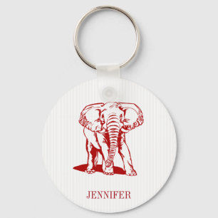Monogrammad Cute Mörk Red Elephant Nyckelring