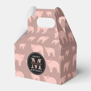 Monogrammad Cute Rosa Gris Mönster födelsedag Presentaskar