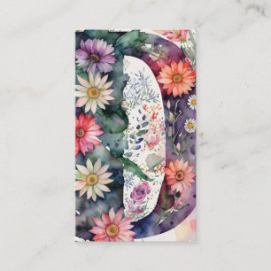 Monogrammad D-Daisy Blommigt Watercolor QR Code Lo Visitkort