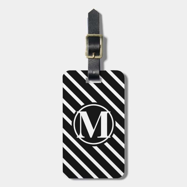 Monogrammad diagonal strimlad bagagebricka (Vertikal Framsida)