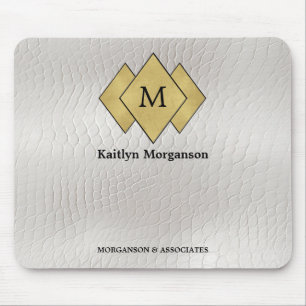 Monogrammad Elegant av vit läder i klass Musmatta