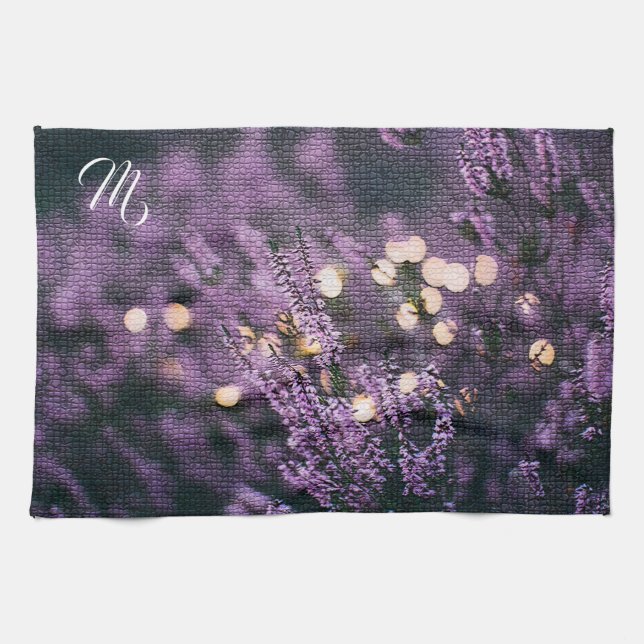 Monogrammad elegant Blommigt Kökshandduk (Horisontell)
