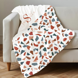 Monogrammad Elegant Brown Mönster Fleecefilt