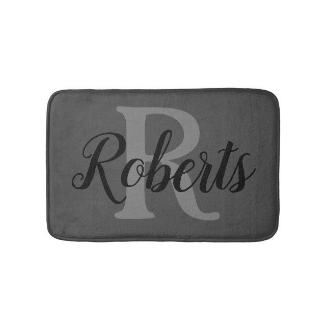 Monogrammad Elegant Family Namn Badrumsmatta (Framsidan)