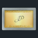Monogrammad Elegant för modern  guld Glitter<br><div class="desc">Monogrammed Elegant Glamor Bälte Buckle för den moderna Glittren guld.</div>
