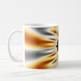 Monogrammad Elegant Golden Orange & Silver Fractal Kaffemugg
