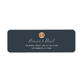 Monogrammad elegant marinen guld elegant bröllop returadress etikett