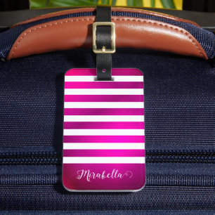 Monogrammad Elegant Rosa Bright Bagagebricka
