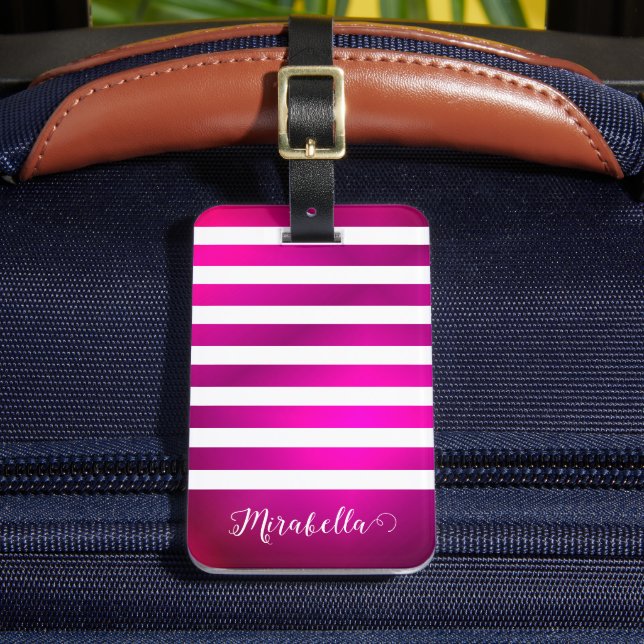 Monogrammad Elegant Rosa Bright Bagagebricka (Framsida Insitu 2)
