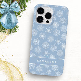 Monogrammad Elegant Snöflingor Blue-jul