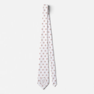 Monogrammad elegant White och Ro Guld Snöflingor Slips