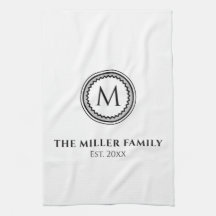 Monogrammad | Familj Namn | Svartvit och Grått