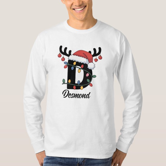 Monogrammad familjejul |Helgdag för Personlig T Shirt (Framsida)