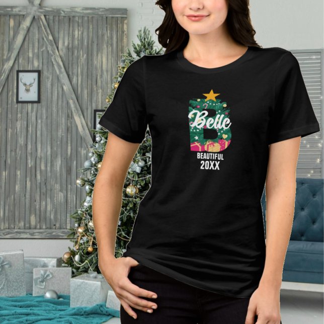 Monogrammad familjeljjul B Namn T Shirt (Skapare uppladdad)