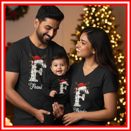 Monogrammad Family jul Antlers Santa Hat T Shirt