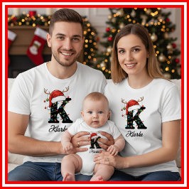 Monogrammad Family jul Antlers Santa Hat T Shirt