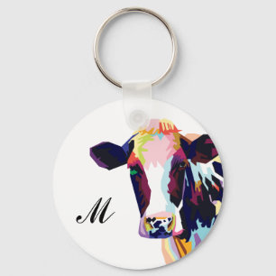 Monogrammad färgad poppkonst nyckelring