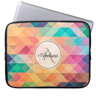 Monogrammad färgfull geometrisk Mönster Laptop Fodral