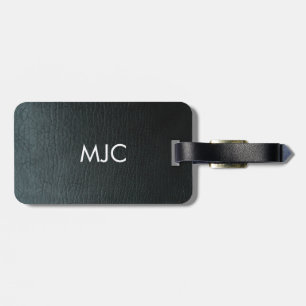 Monogrammad Faux Black Leather Struktur Bagagebricka