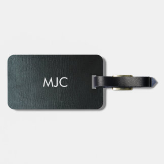 Monogrammad Faux Black Leather Struktur Bagagebricka