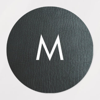 Monogrammad Faux Black Leather Struktur Klistermärke