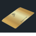 Monogrammad Faux Guld Metallic look Calligraphy iPad Pro Skydd<br><div class="desc">Faux Metallic look Calligraphy Monogrammed Modern Elegant Template iPad Pro Cover,  iPad Case & Covers.</div>