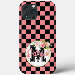 Monogrammad Flower Black ROSA Checkerboard