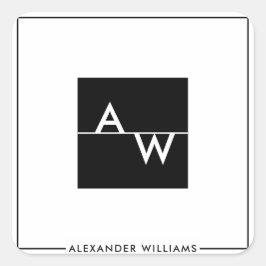 Monogrammad Formal Box Fyrkantigt Klistermärke