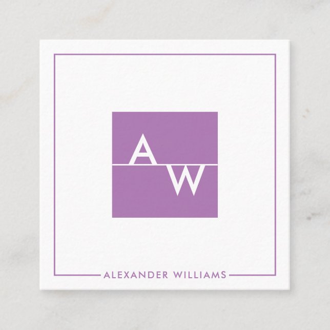 Monogrammad Formal Box Fyrkantigt Visitkort (Framsida)