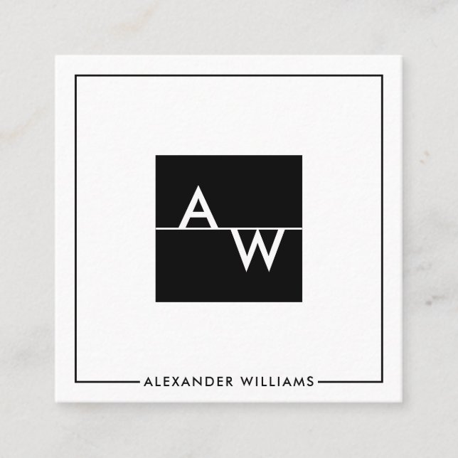 Monogrammad Formal Box Fyrkantigt Visitkort (Framsida)