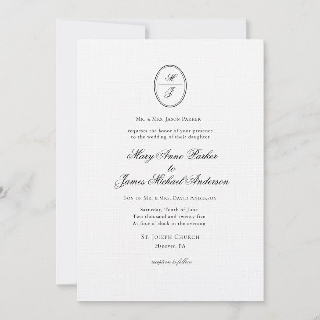 Monogrammad Formal bröllop Inbjudningar (Framsida)
