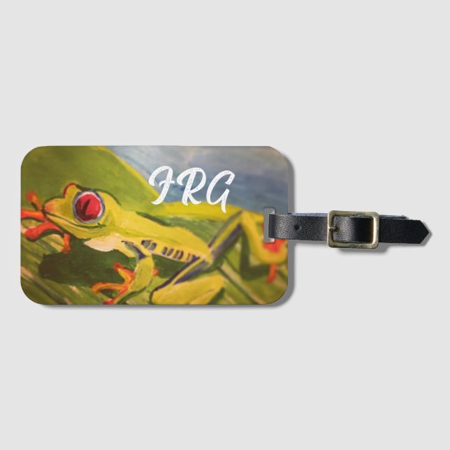 Monogrammad Frog Luggage Tag Bagagebricka (Framsida horisontal)