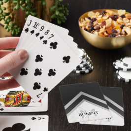 Monogrammad Geometric Chevron Black Silver Marble Casinokort