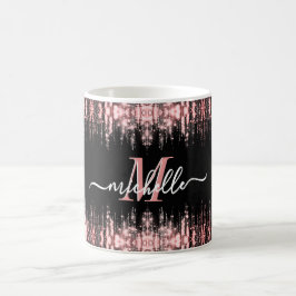 Monogrammad Glitter Gnistra Ro Guld Girly Kaffemugg