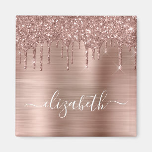 Monogrammad Glitter med ro Guld-inskjutning Magnet