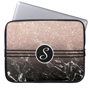 Monogrammad Glitter och Marble Laptop Fodral