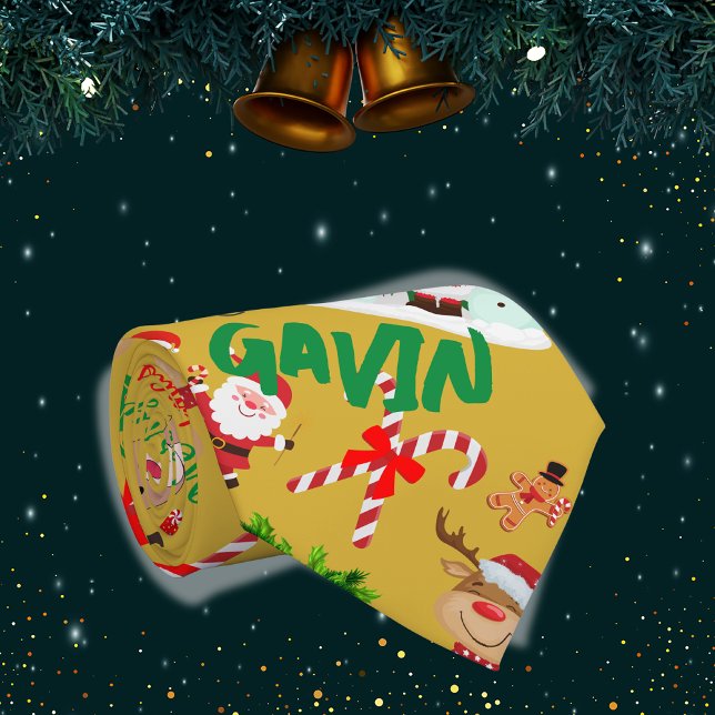 Monogrammad God jul på guld-bakgrund | Slips (Skapare uppladdad)