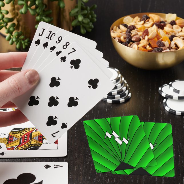 Monogrammad Grönt Art Deco Casinokort (På plats)