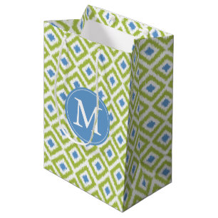 Monogrammad Grönt Blue Ikat Mönster