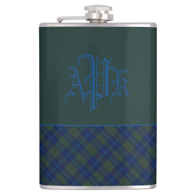Monogrammad Grönt-, Blue- och Aqua-planerad Fickplunta (Framsidan)