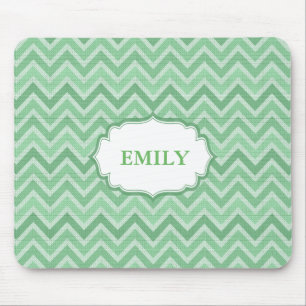 Monogrammad Grönt Chevron Musmatta