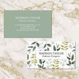 Monogrammad Grönt Eucalyptus Tropical Löv Visitkort