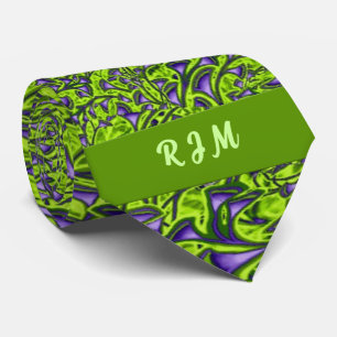 Monogrammad Grönt och Lila Paisley Slips