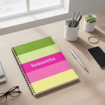 Monogrammad Grönt och Rosa - stripe bärbar dator