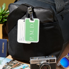 Monogrammad Grönt och White Luggage Tag Bagagebricka