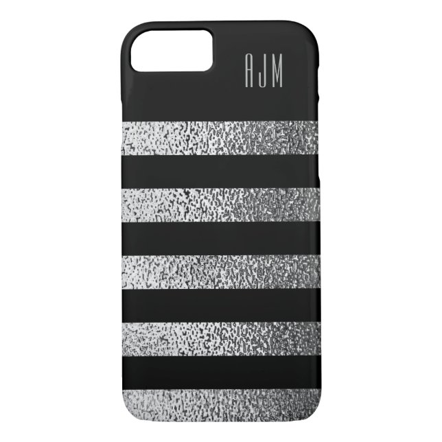 Monogrammad grunge SILVER Rand Black Case-Mate iPhone Skal (Baksida)