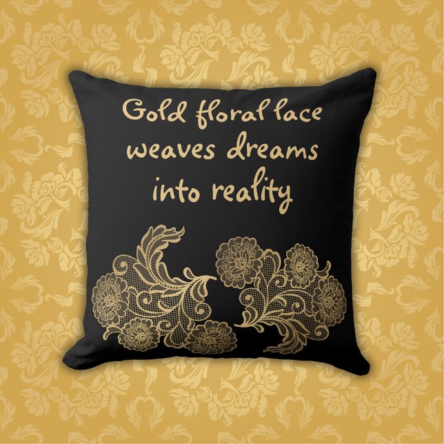Monogrammad Guld Blommigt Snöre | Kudde (Skapare uppladdad)