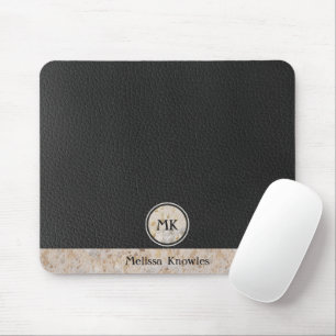 Monogrammad Guld Cowhide Leather Initialer Musmatta