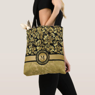 Monogrammad Guld Damask Tygkasse