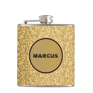 Monogrammad Guld och Vita Glitter Fickplunta